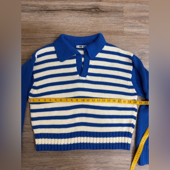 Ciao Lucia Venezia Sweater Striped Blue Collared Knit Size S - Picture 8 of 9